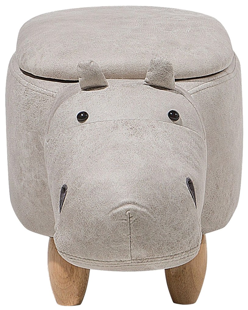 Pouf in tessuto similpelle grigio chiaro HIPPO Beliani