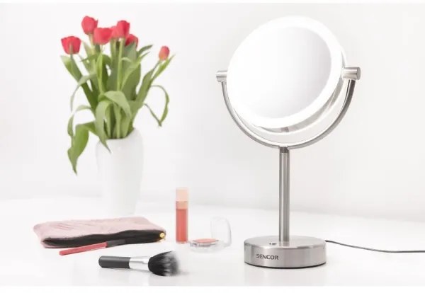 Sencor - Specchio cosmetico con retroilluminazione a LED LED/5W/230V acciaio inossidabile