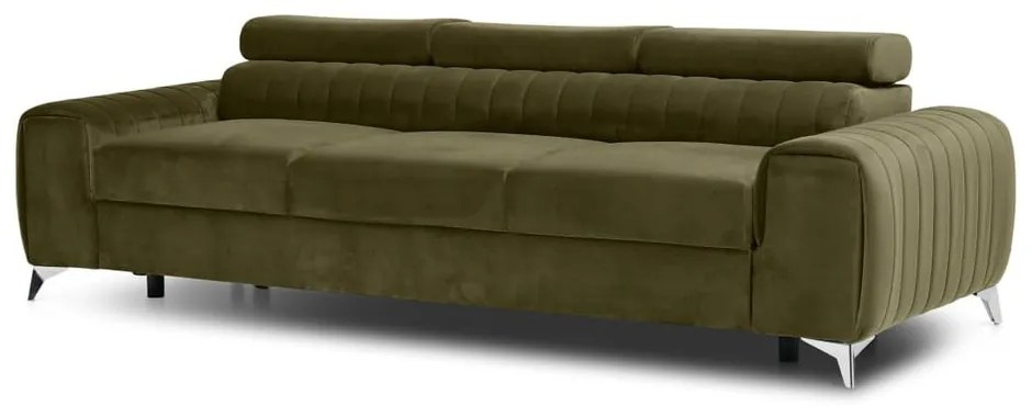 Divano color kaki allungabile e rivestimento in velluto 261 cm Laurence – ELTAP