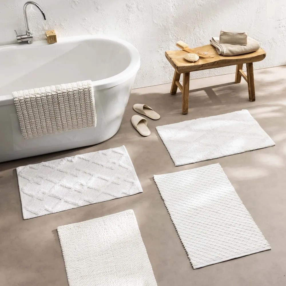 Tappetino per il bagno bianco 50x80 cm Voltis – douceur d'intérieur