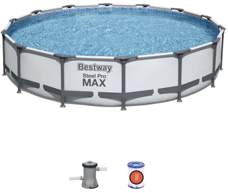 Piscina steel pro max tonda con telaio portante cm.427x84h. - kg.33,5 -lt.10.220 -filtro cartuccia (art.56595)