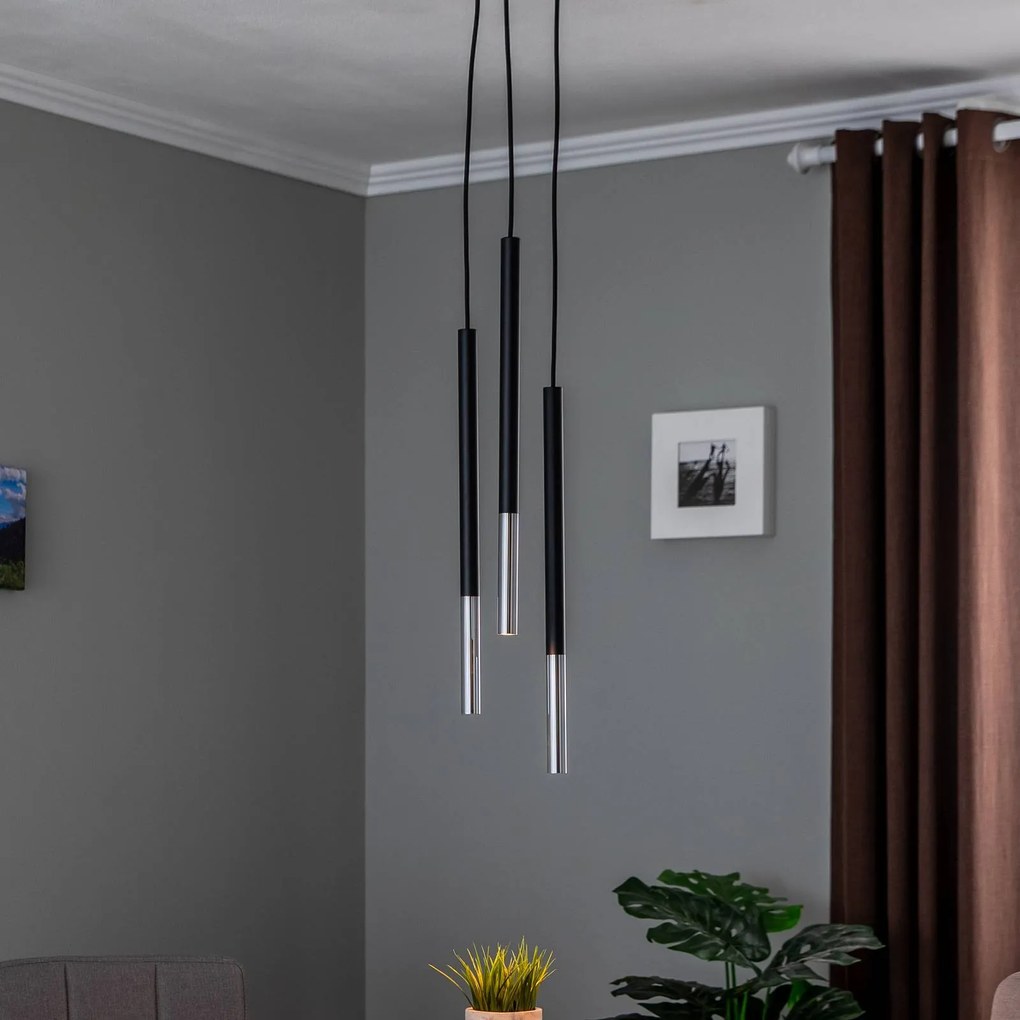 Euluna Thalassa Lampada a sospensione 3 luci G9 nero/oro rotonda
