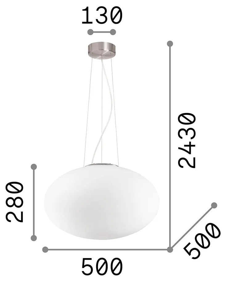 Sospensione Moderna Candy Vetro Bianco 1 Luce E27 D50Cm