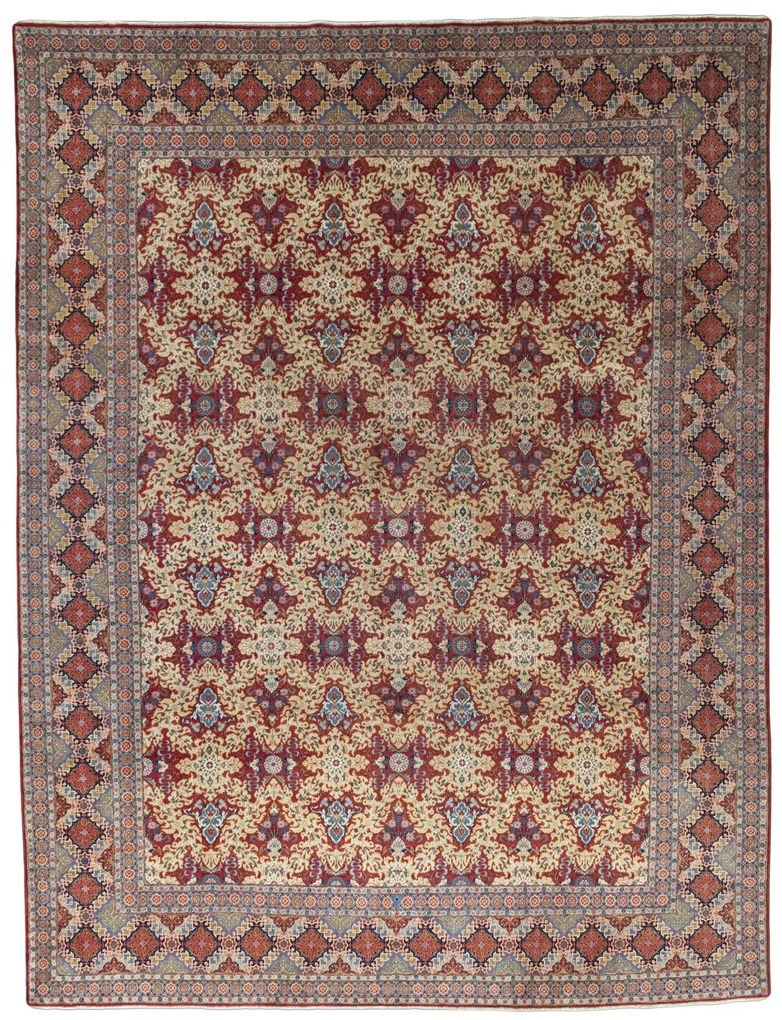 Kashan Tappeto 320 x 420 Rosso (Iran) Annodato A Mano