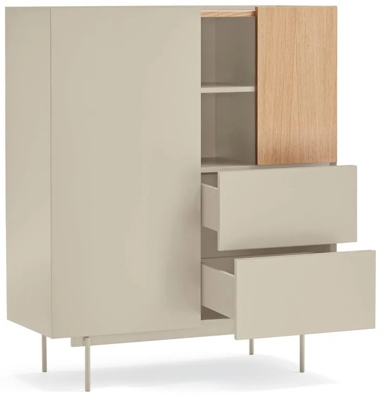 Cassettiera alta beige/naturale in rovere 100x45 cm Otto - Teulat