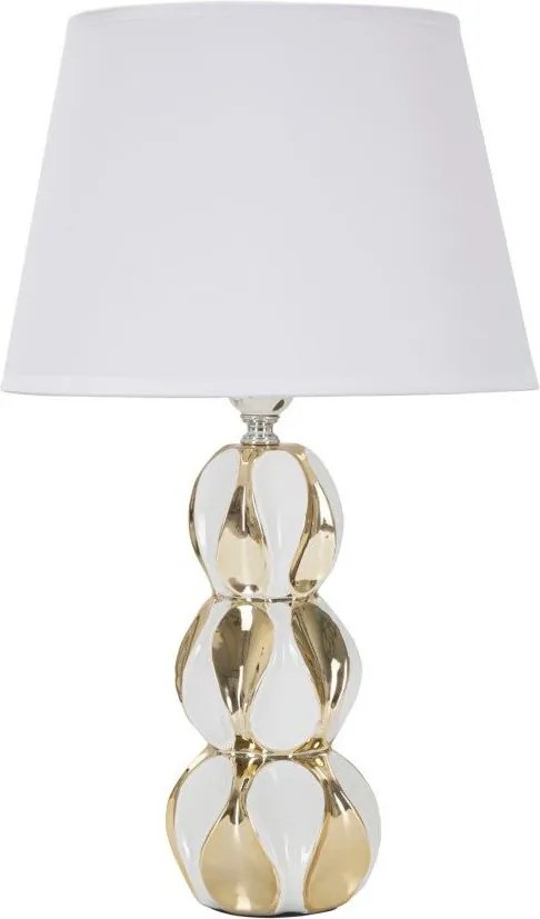 Lampada da tavolo bianca/dorata in ceramica con paralume in tessuto (altezza totale 46 cm) Glam Balls – Mauro Ferretti