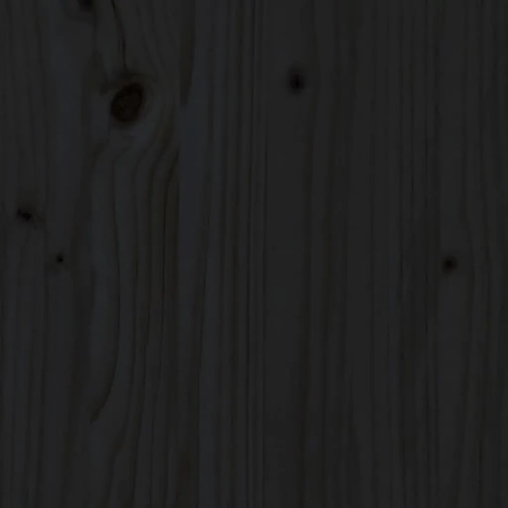 Testiera per letto nera 126x4x100 cm in legno massello di pino