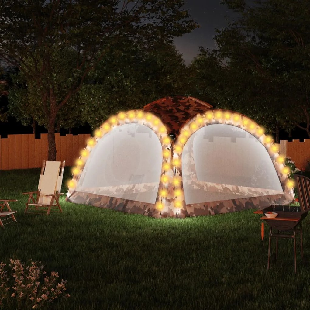 Tenda Per Feste Con Led E 4 Pareti 3,6x3,6x2,3 M Mimetica /