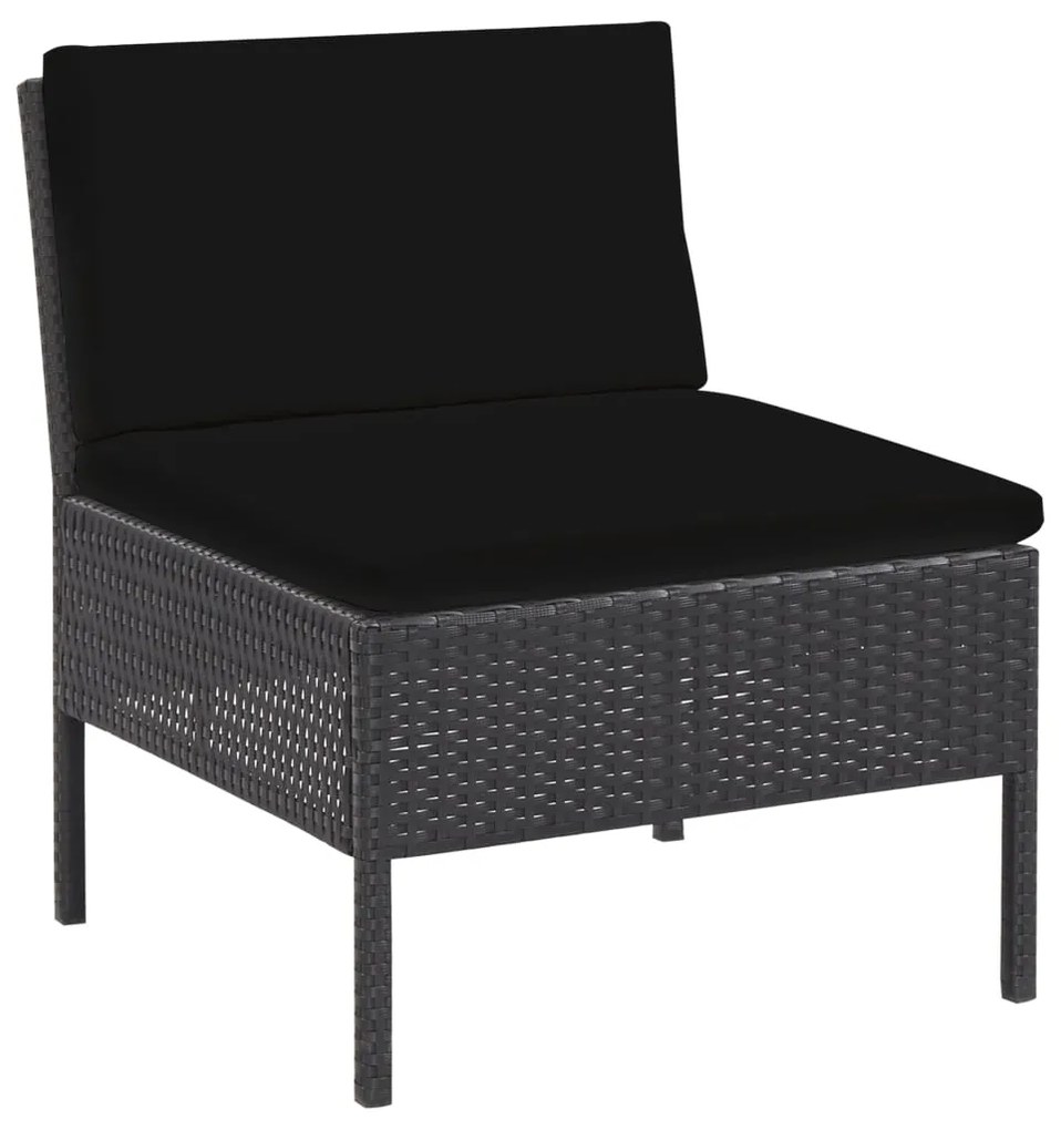 Set Divani da Giardino 5 pz con Cuscini in Polyrattan Nero