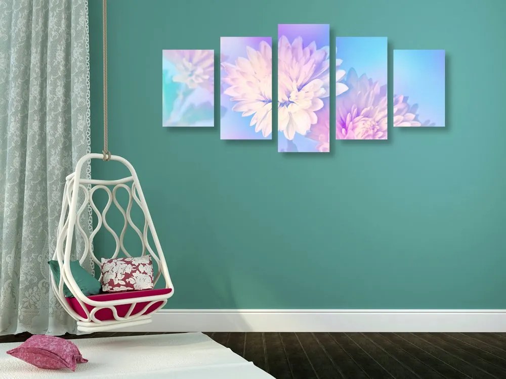 Quadri 5 pezzi – Fiore di crisantemo