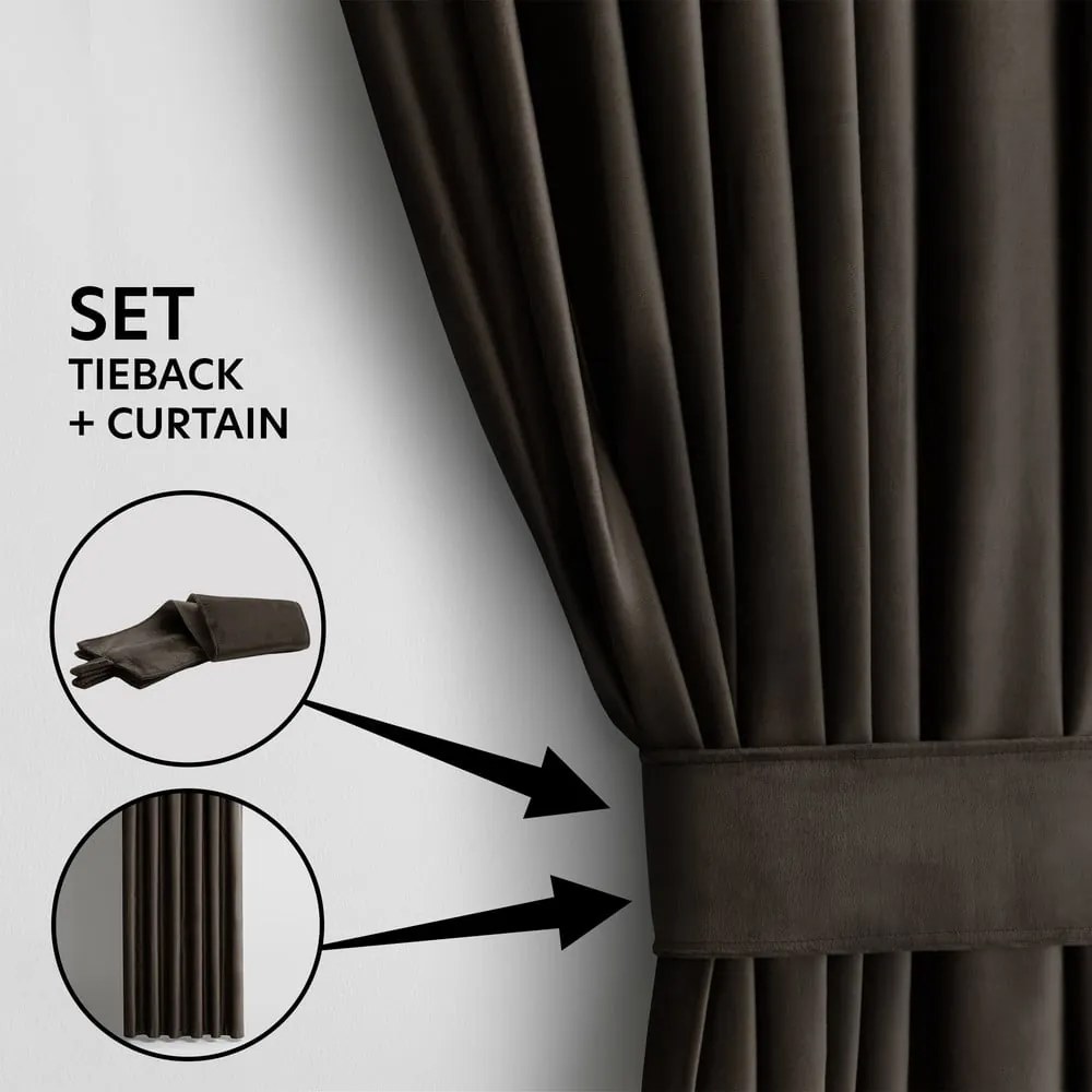Tenda parzialmente oscurante marrone in velluto 140x270 cm Eyelets – Restilo