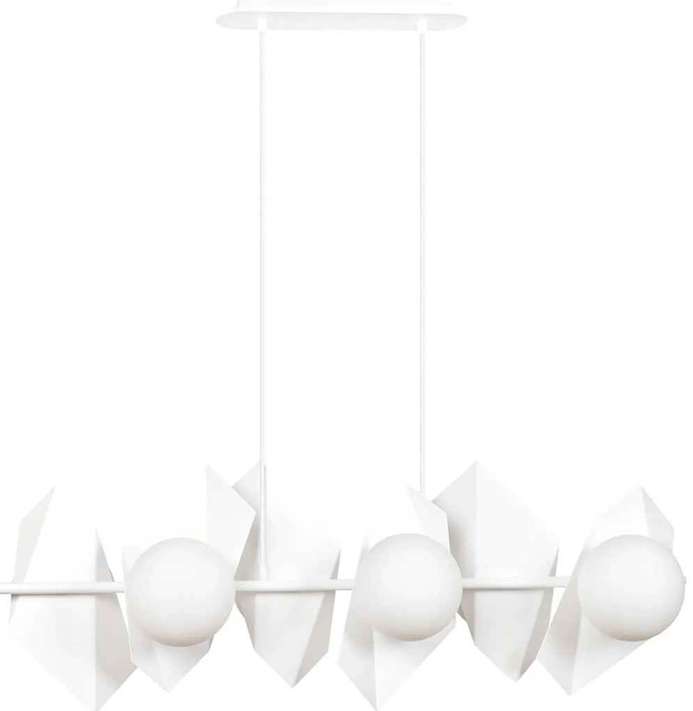 Lampadario Minimal Parvati Acciaio Bianco 6 Luci E14 Ip20