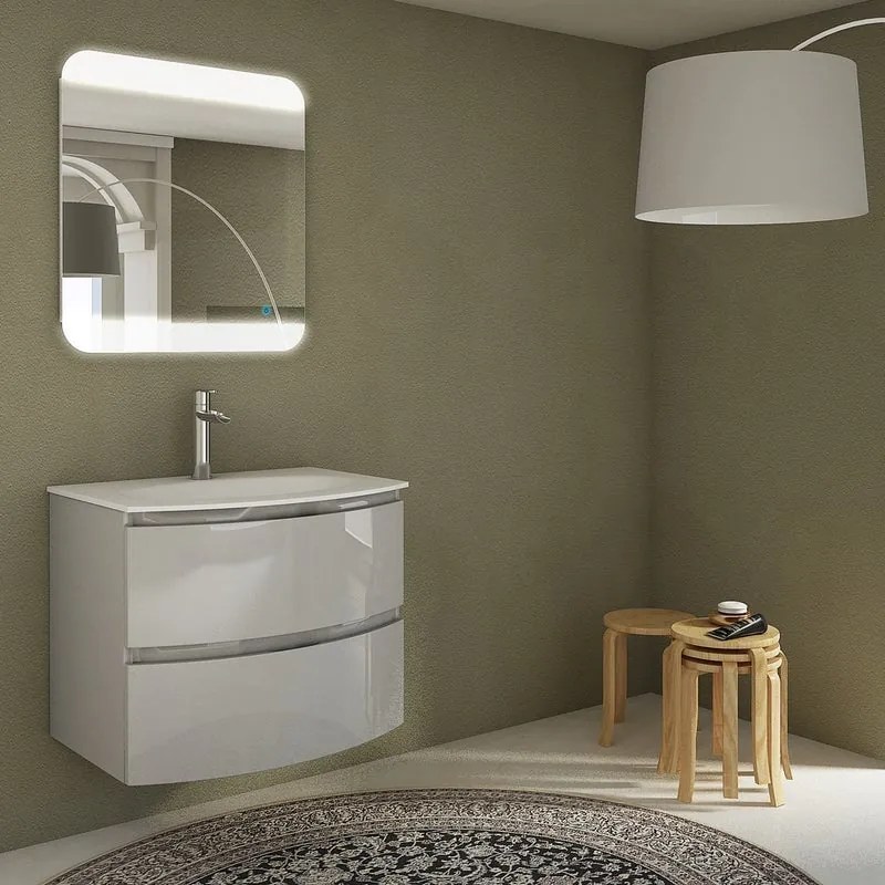 Mobile da bagno sotto lavabo BADEN HAUS Vague grigio L 69 x H 55 x P 48 cm 2 cassetti 2 ante, lavabo non incluso