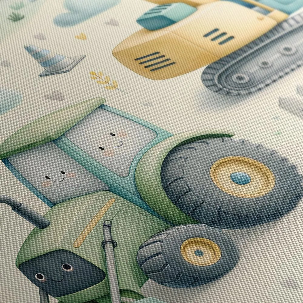 Quadro su tela – Escavatori e trattori per bambini