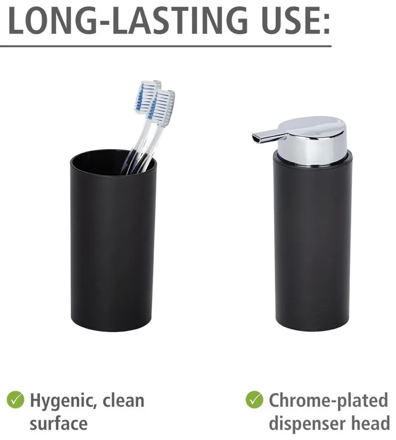 Set di accessori per il bagno nero opaco in plastica Calvo – Wenko