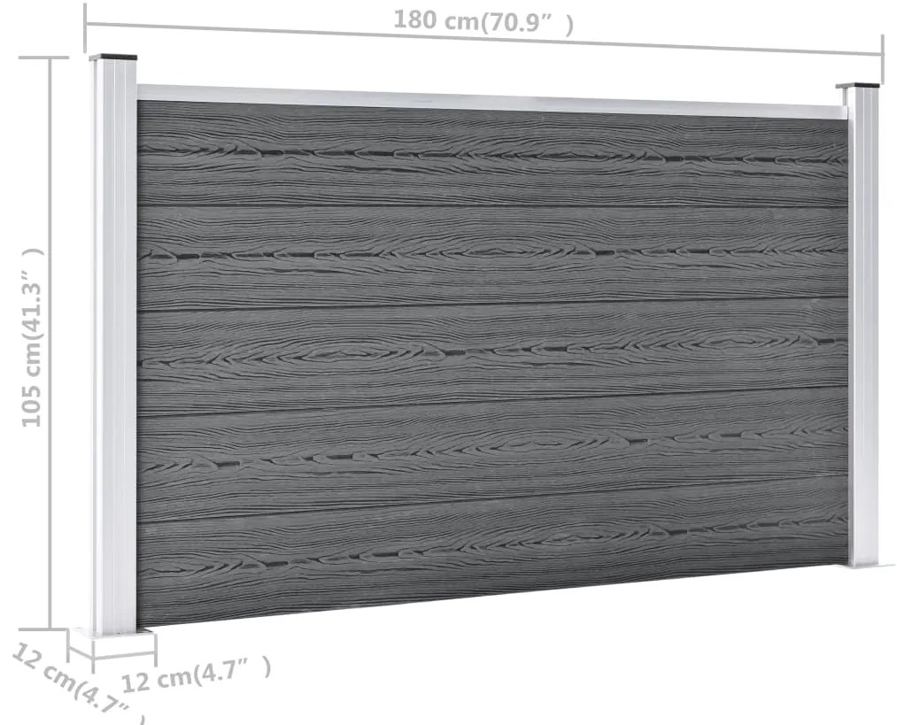 Recinzione da Giardino in WPC 872x106 cm Grigia