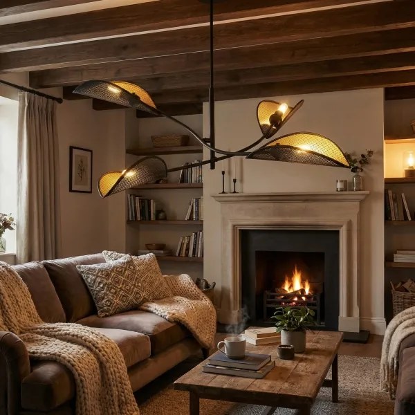 Lampadario a sospensione con supporto rigido LOTUS 4xE14/10W/230V nero/oro