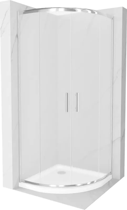 Mexen Rio cabina doccia semicircolare 80 x 80 cm, smerigliata, cromo + piatto Flat, bianco - 863-080-080-01-30-4110