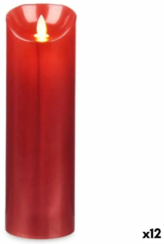 Candela LED Rosso 8 x 8 x 25 cm (12 Unità)