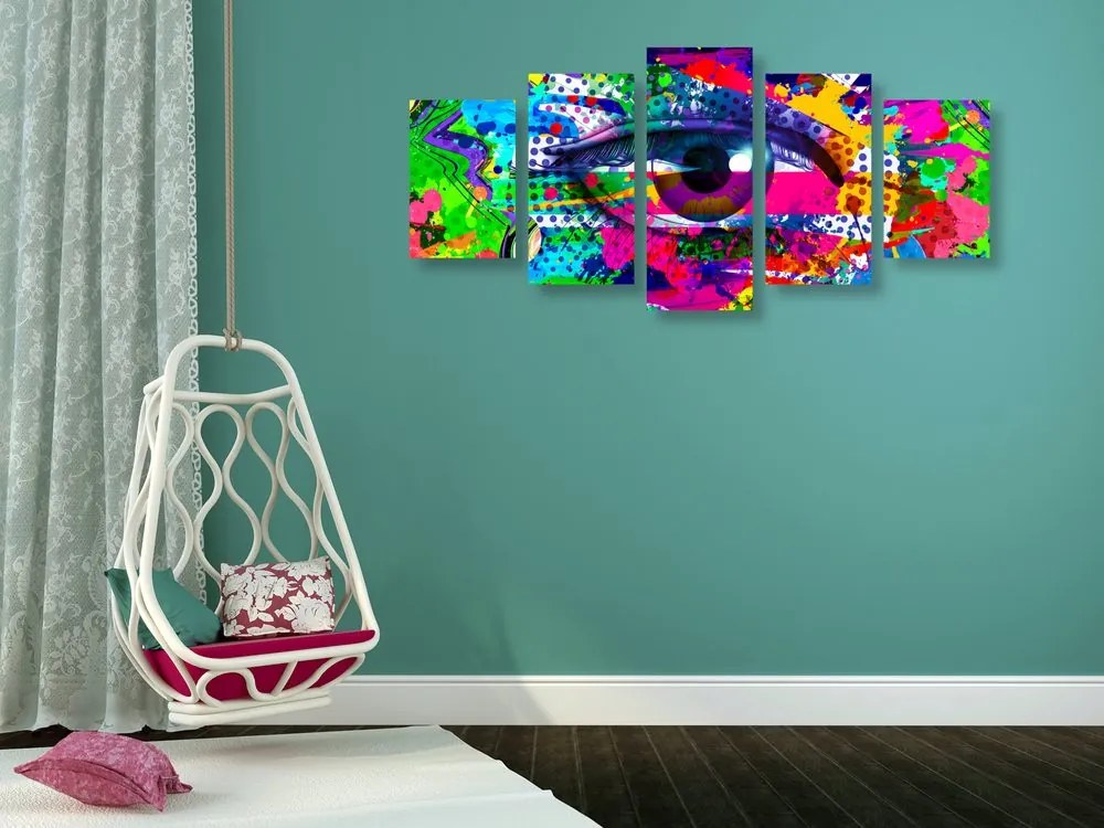 Quadri 5 pezzi – Occhio umano in stile pop-art
