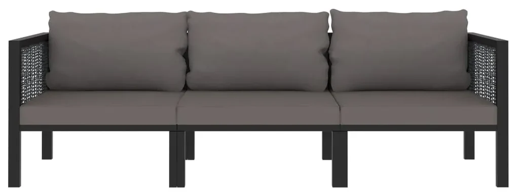 Divano a 3 posti con cuscini antracite in polyrattan