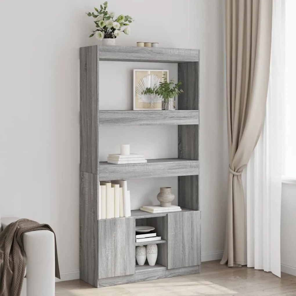 Credenza grigio sonoma 92x33x180 cm in legno multistrato