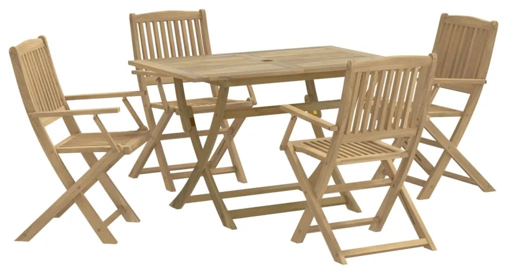 Set da pranzo per giardino 5 pz in legno massello di acacia