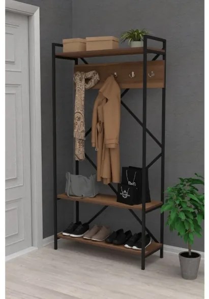 Mobile ingresso industrial Navis noce con appendiabiti e rastrelliera