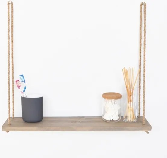 Mensola A Parete Stile Industrial In Corda E Abete Naturale Elis