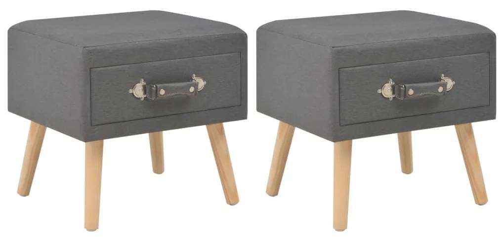 Comodini Grigio Scuro 2 Pz 40x35x40 Cm İn Tessuto /