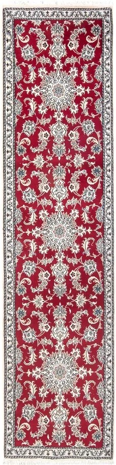 Nain Tappeto 80 x 300 Rosso (Iran) Annodato A Mano