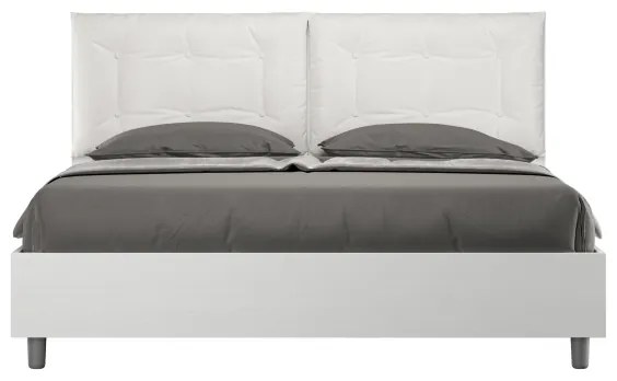 Letto matrimoniale contenitore 160x190 bianco frassino cuscini similpelle bianco Egos Annalisa