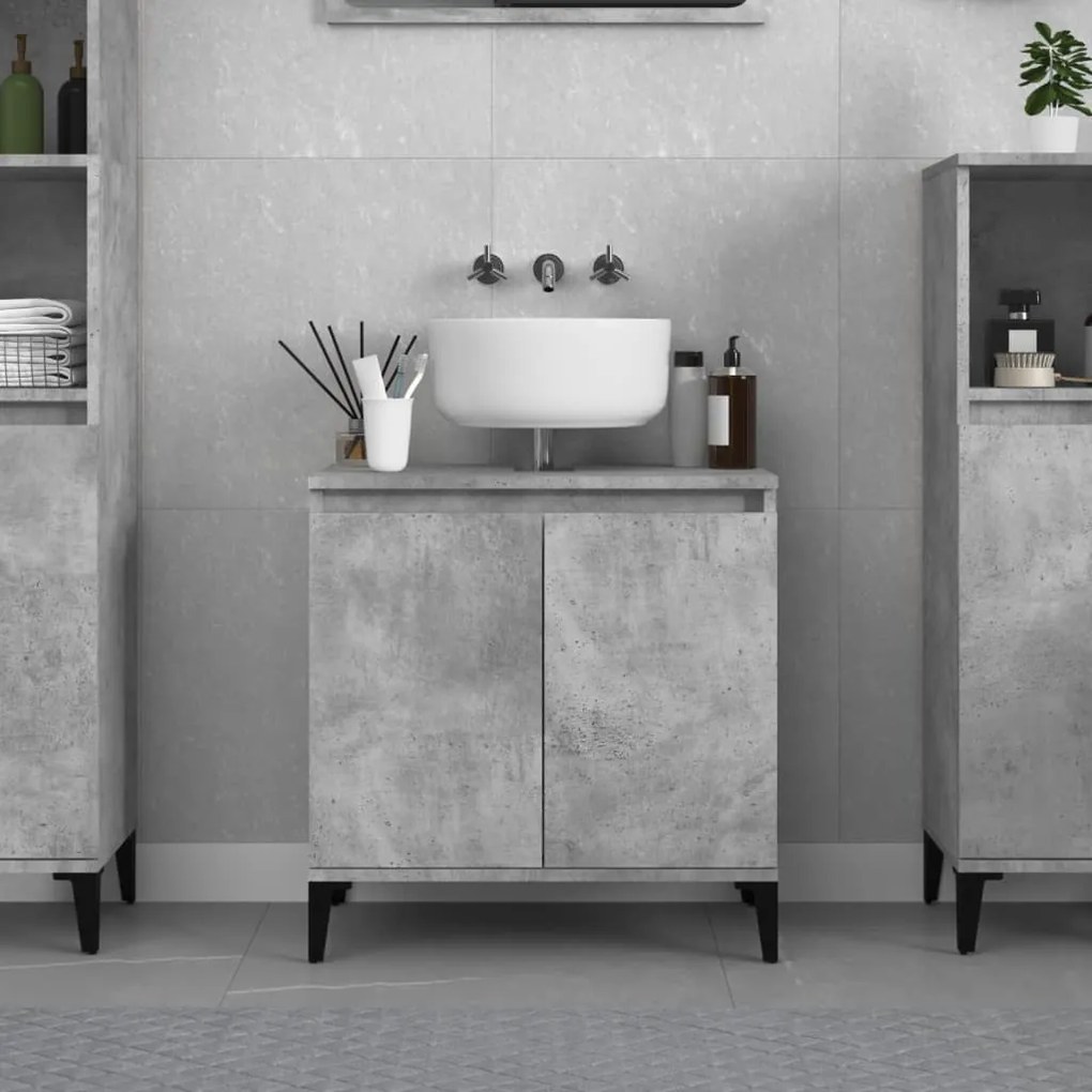 Mobile Lavabo Grigio Cemento 58x33x60 Cm İn Legno Multistrato /