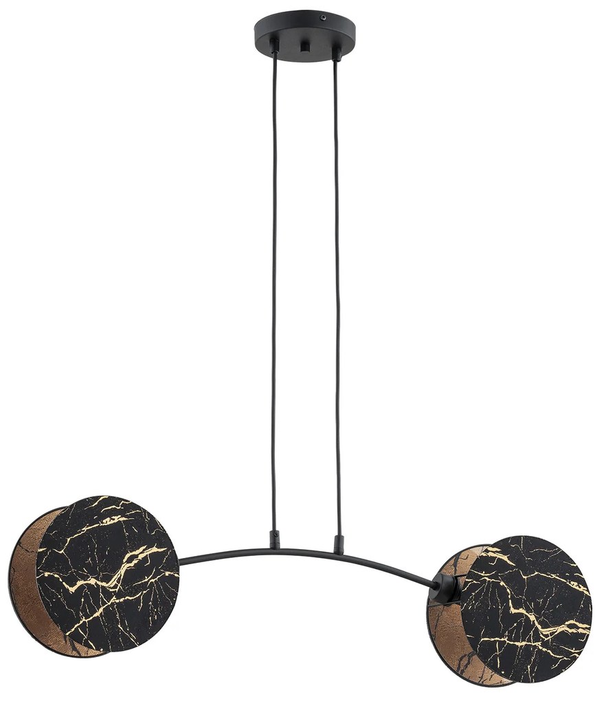 Lampada A Sospensione 2 Luci Moderna Nut In Acciaio Effetto Marmo Nero
