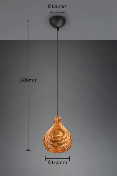 Reality - Lampada a sospensione con cavo SPROUT 1xE14/40W/230V marrone/rattan