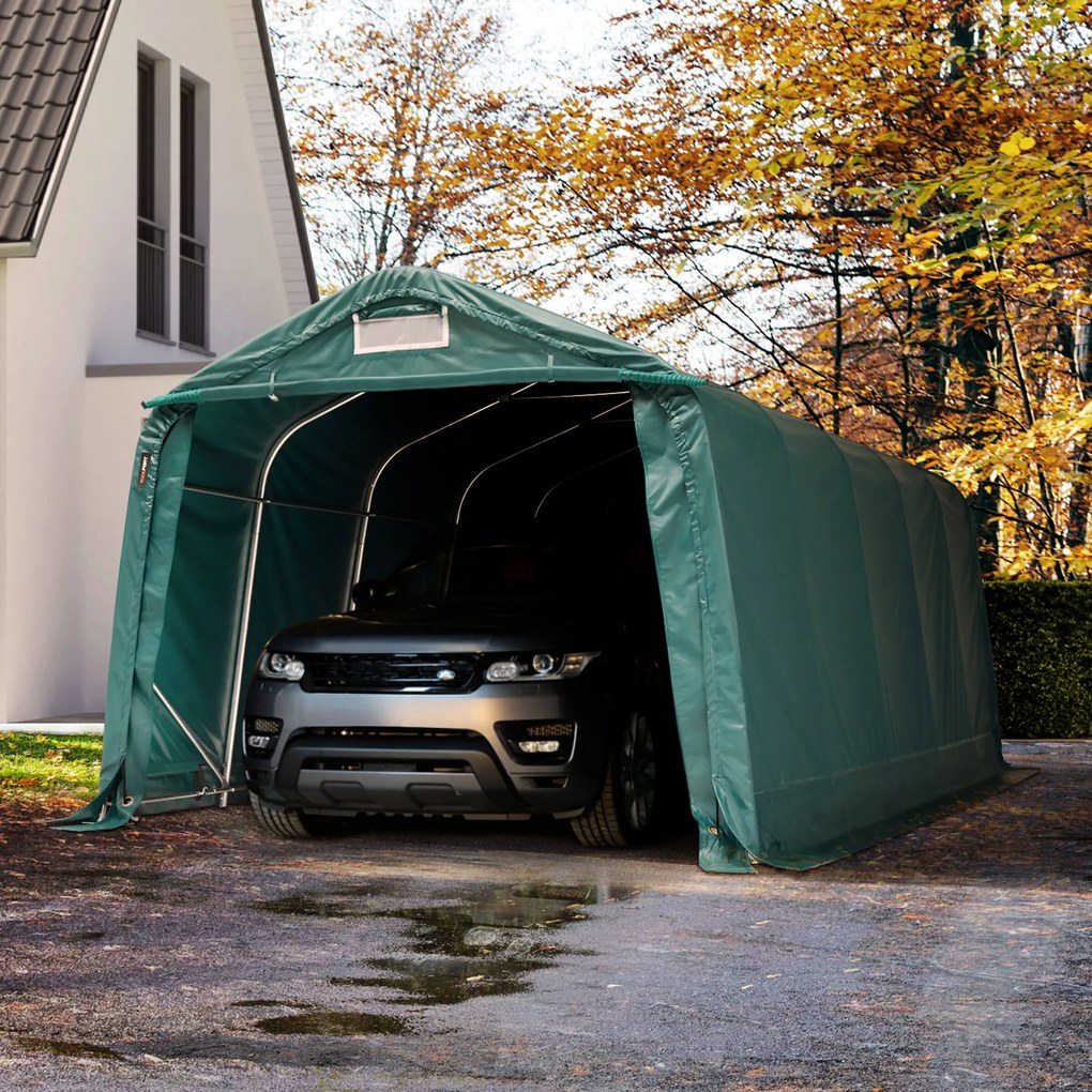 TOOLPORT 3,3x6,0m tenda garage, PRIMEtex 2300, verde scuro, con statica (sottofondo in terra) - (49680)