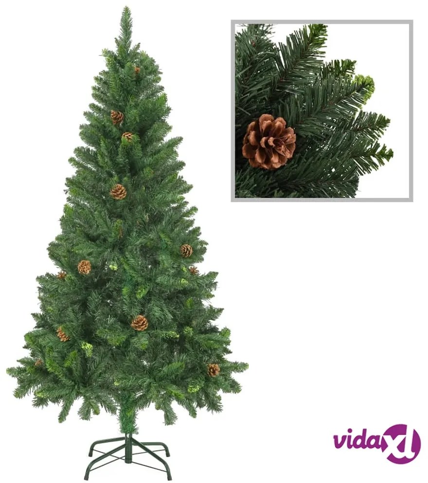 vidaXL Albero di Natale Artificiale con Pigne Verde 150 cm