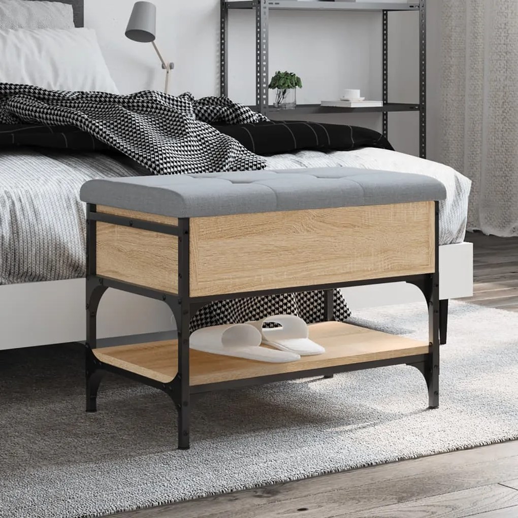Panca Porta Scarpe Rovere Sonoma 62x42x45 Cm Legno Multistrato /