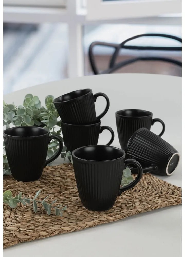 Tazze in ceramica nera in set da 6 pezzi 0,3 l - Hermia
