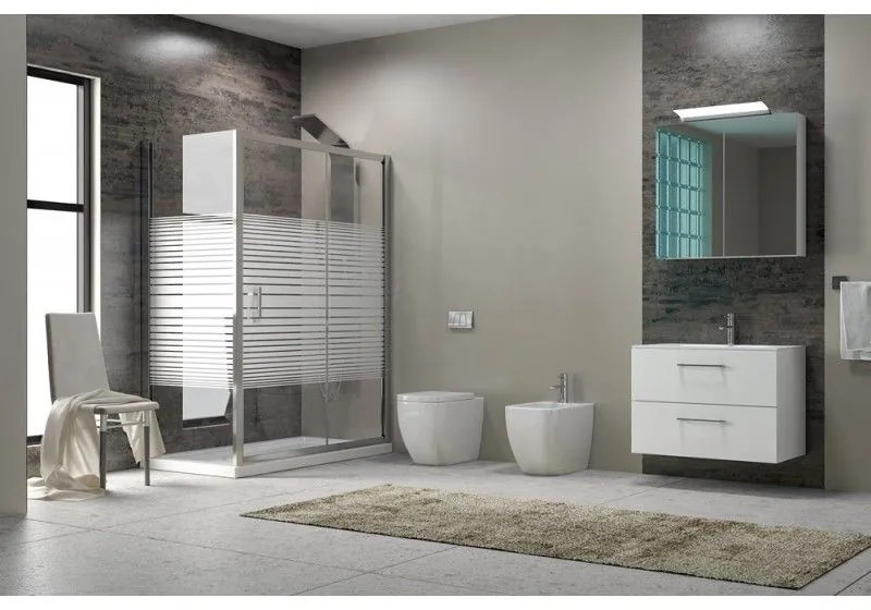 Kamalu - Box doccia angolare 120x70 vetro fisso 70cm serigrafato apertura scorrevole | K410NS