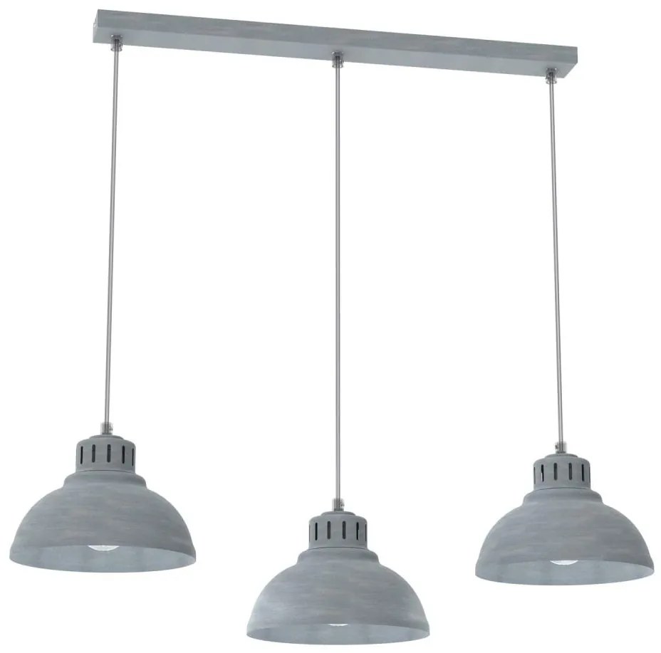 Lampadario a sospensione con filo SVEN 3xE27/15W/230V grigio