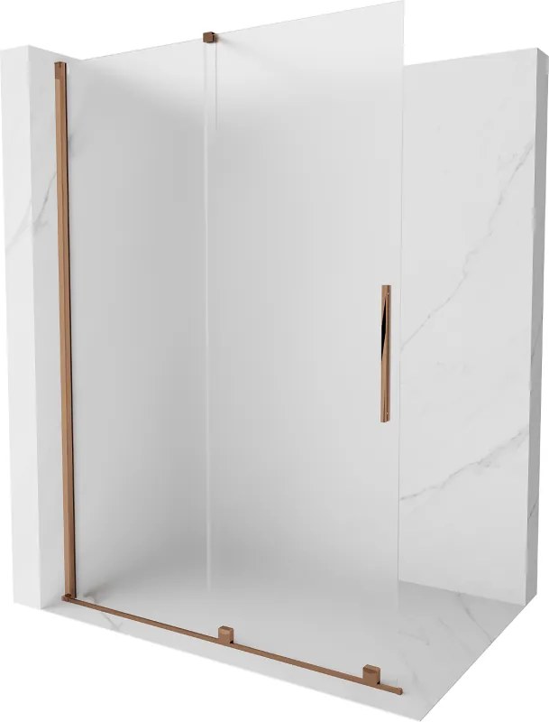 Mexen Velar parete doccia scorrevole Walk-in 130 x 200 cm, gelo 8 mm, oro rosa - 871-130-000-33-60