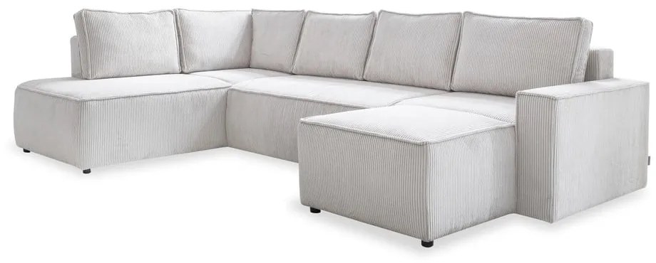 Divano letto angolare in velluto a coste bianco Brave Dave - Miuform