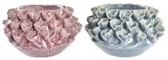 Vaso DKD Home Decor Rosa Turchese Gres Fiore Mediterraneo 20 x 20 x 13 cm 22 x 22 x 13 cm (2 Unità)