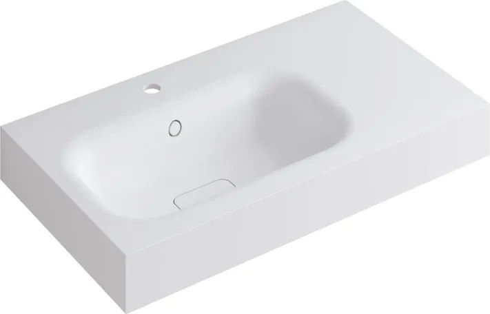 Lavabo a incasso rettangolare vasca a sinistra L 80.5 x H 15 x P 46 cm in resina bianco opaco