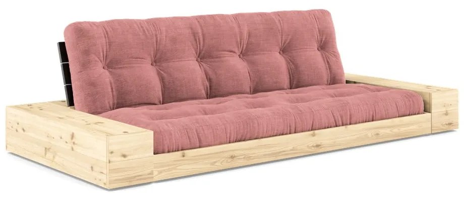 Divano letto in velluto a coste rosa 244 cm Base - Karup Design