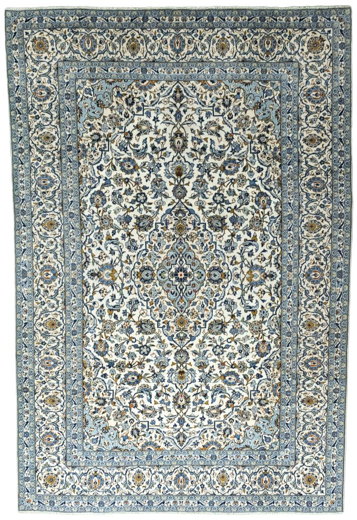 Kashan Tappeto 360x240 Beige (Iran) Annodato A Mano