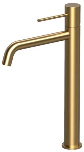 Miscelatore Lavabo Alto In Ottone Oro Spazzolato Smooth Rubicer