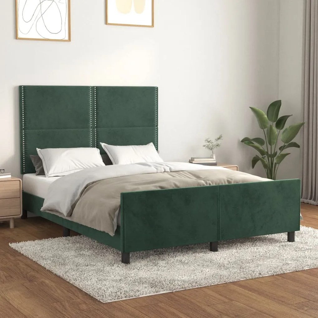Giroletto Senza Materasso Verde Scuro 140x190 Cm İn Velluto /