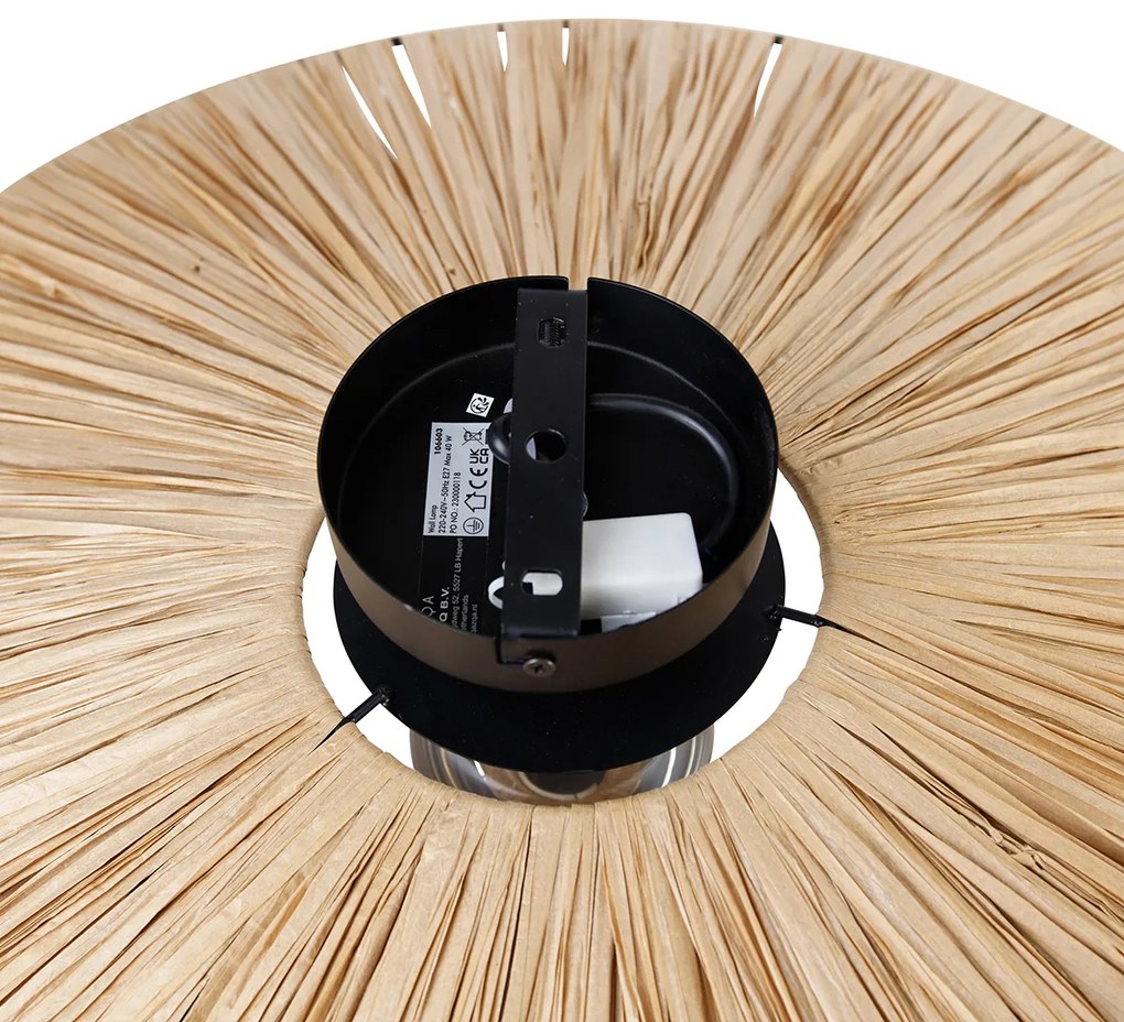 Applique da parete rustica nera con corda 60 cm - Leia